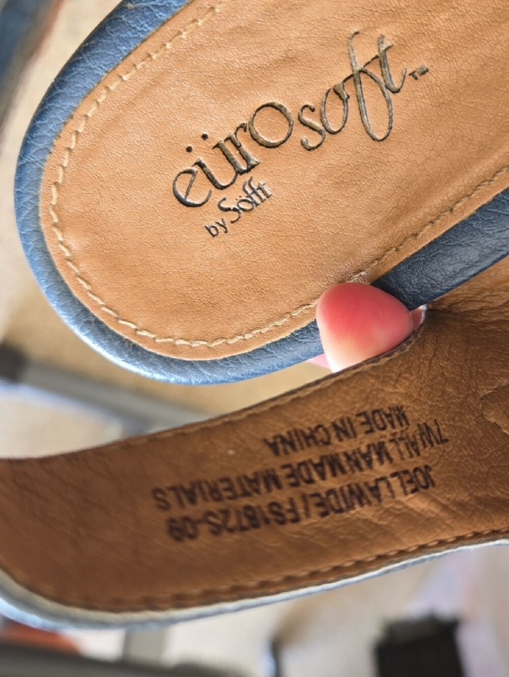 Sofft Blue Triple-Strap Leather Sandals - Picture 7 of 8